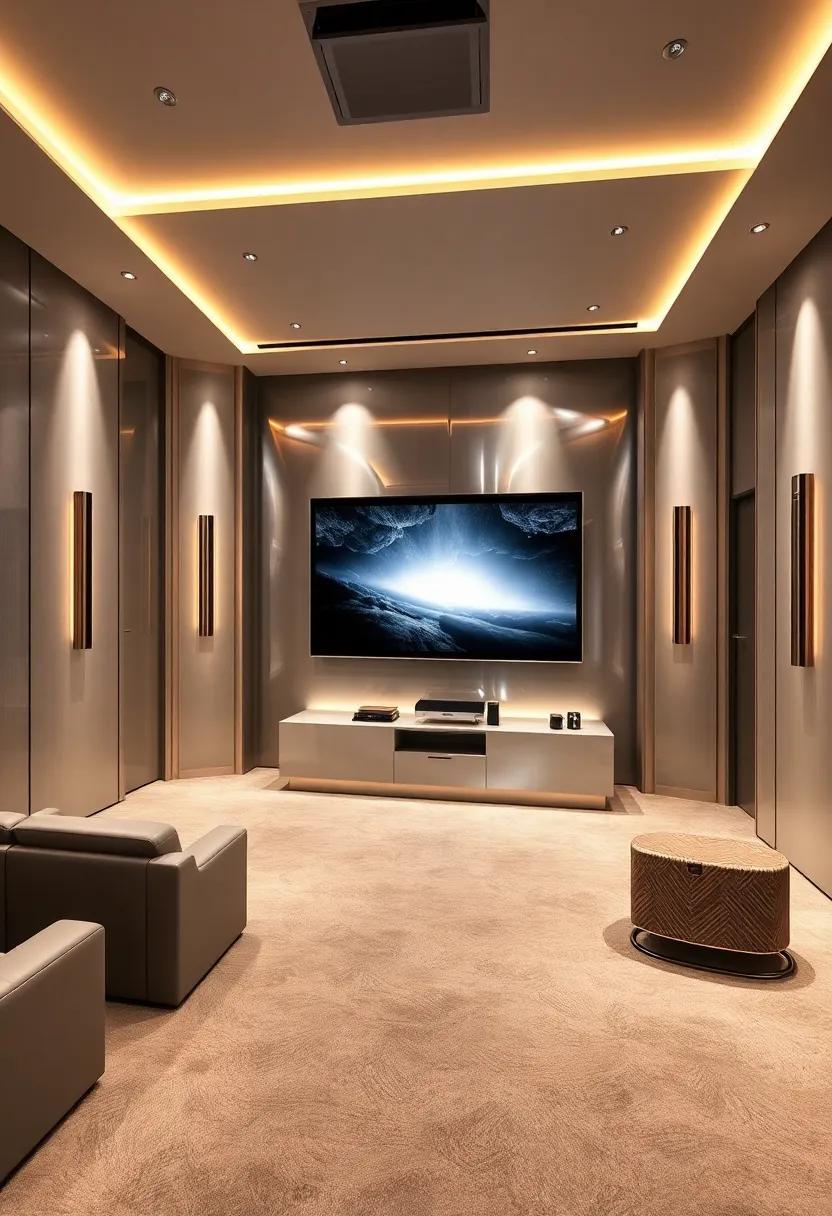 Posh Projections: A stunning projector system‌ enveloped in ‌brushed nickel, flaunting a​ sleek finish that seamlessly blends with the design