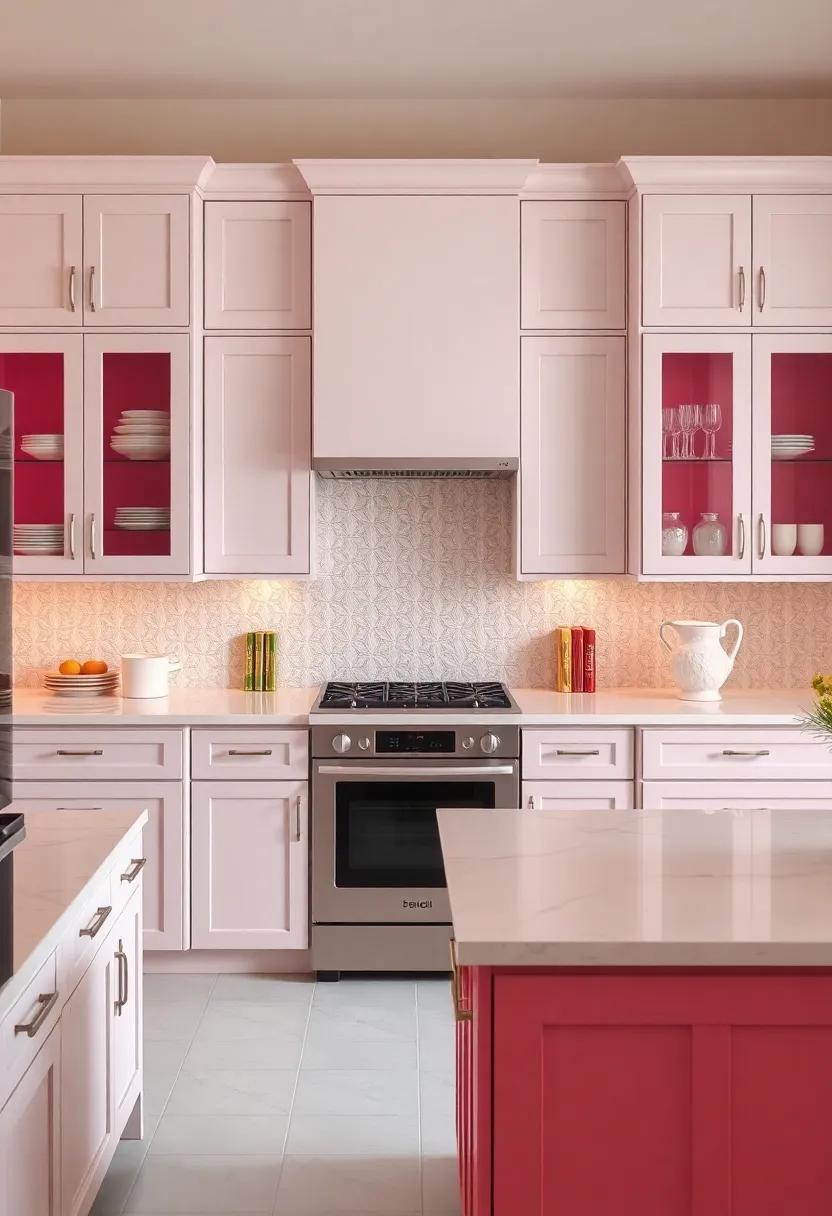 Colorful Backdrops: ⁢Paint the interior of your glass-front cabinets a ⁢bold color, creating a ‍fun contrast‍ with ⁤the exterior while making your kitchen pop with personality