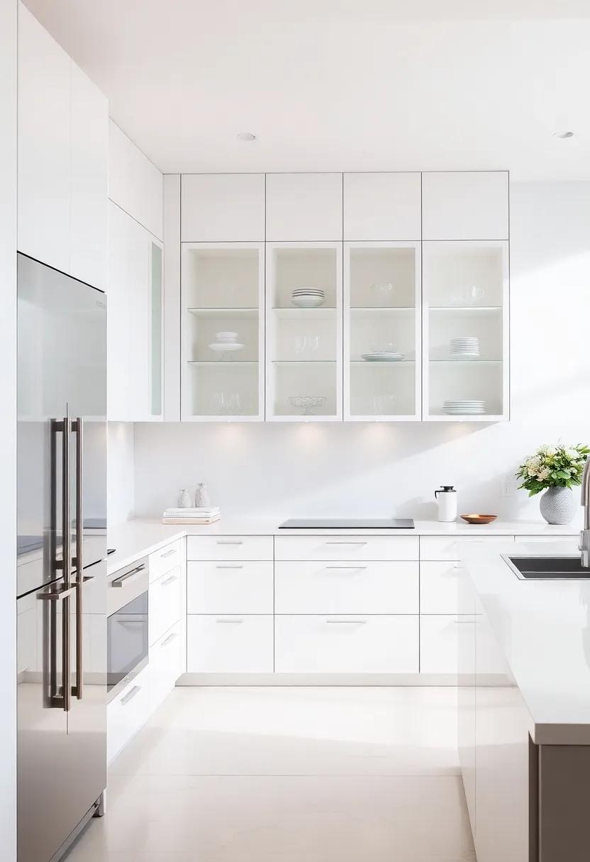 Embrace Minimalism: Explore sleek designs with glass-front‍ cabinets that blend seamlessly into a minimalist kitchen aesthetic,highlighting clean lines ⁣and⁤ an airy feel