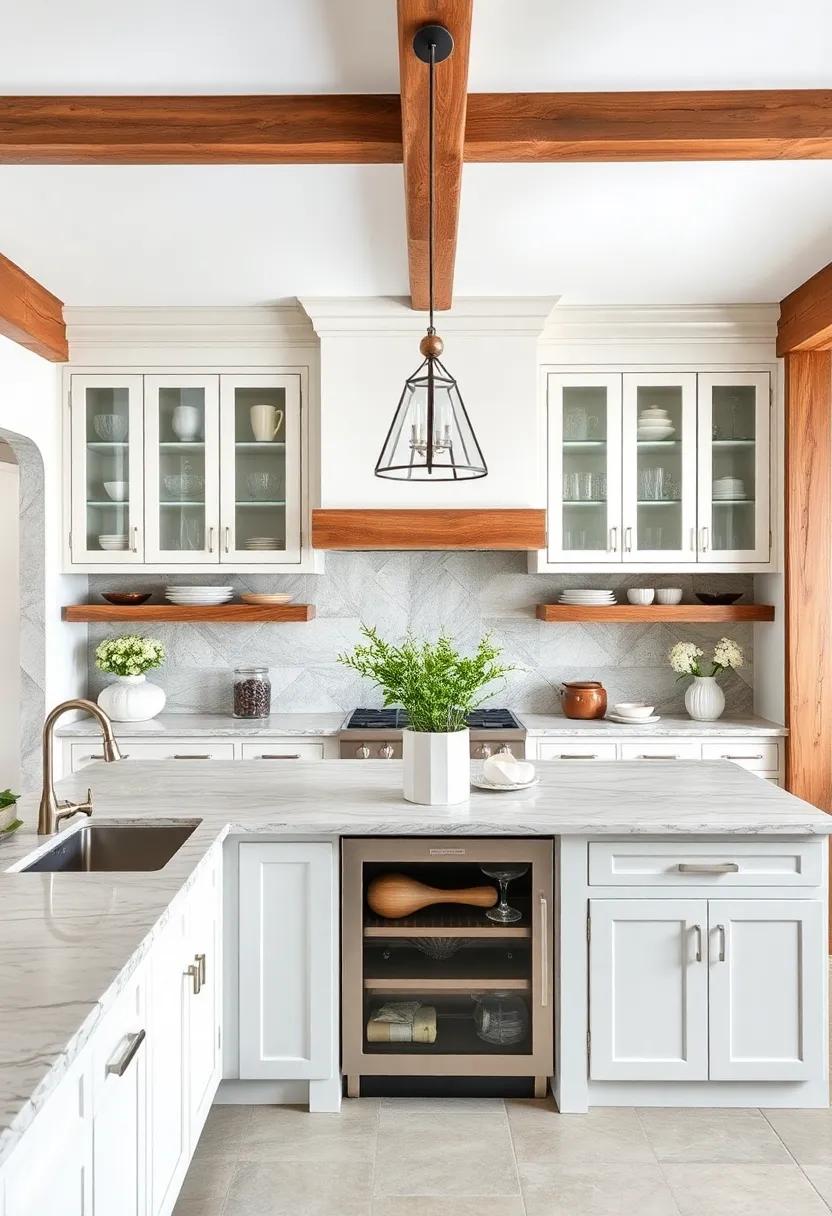 Rustic Retreat: Combine glass-front cabinets ‍with⁤ natural stone countertops and ​wooden beams to create a cozy yet luxurious kitchen that feels both high-end and inviting