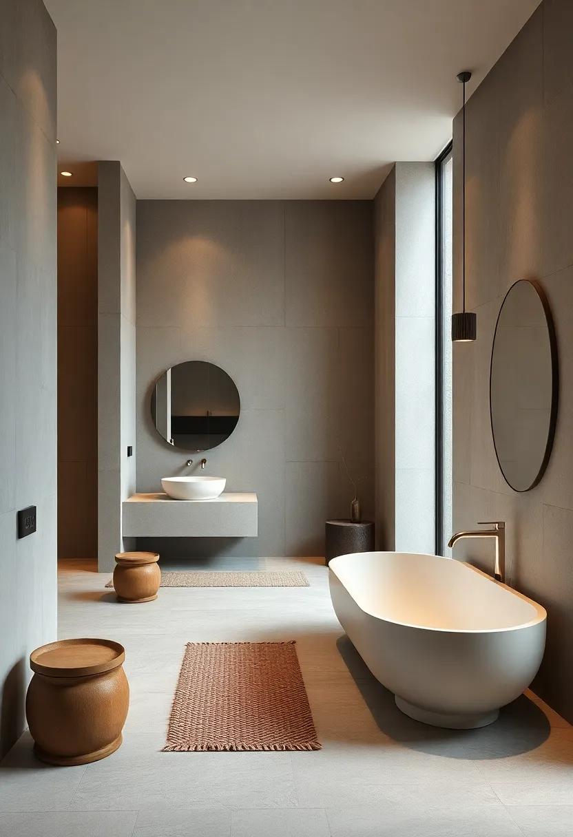 Natural Materials:⁣ The Heart of Zen bathroom Design