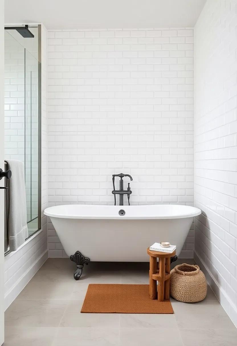 Vintage Charm ⁣meets Modern Elegance: Discover how a sleek freestanding tub ⁤paired with white⁣ subway tiles transforms a rustic⁣ bathroom into a serene retreat