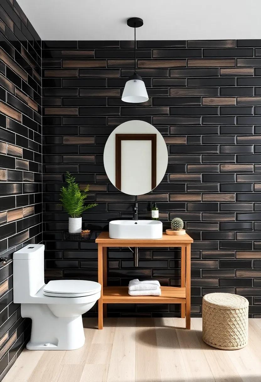 A‍ Play of Textures:‌ Explore the beauty ⁣of contrasting​ natural wood elements​ with glossy black subway tiles for an inviting⁣ and stylish atmosphere