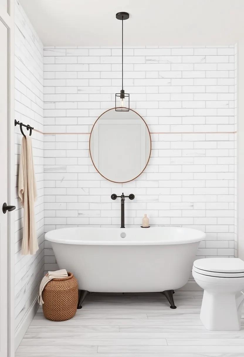Timeless Whitewashed Walls: Investigate how pairing slightly weathered finishes with crisp subway tiles ‍brings‍ a ⁣sense of⁢ timeless charm to bathrooms