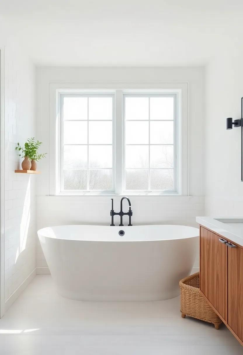 Light and Airy: Uncover the magic of utilizing large windows alongside minimalist subway tiles to create a bright and​ spacious feeling, perfect⁢ for relaxing⁢ baths