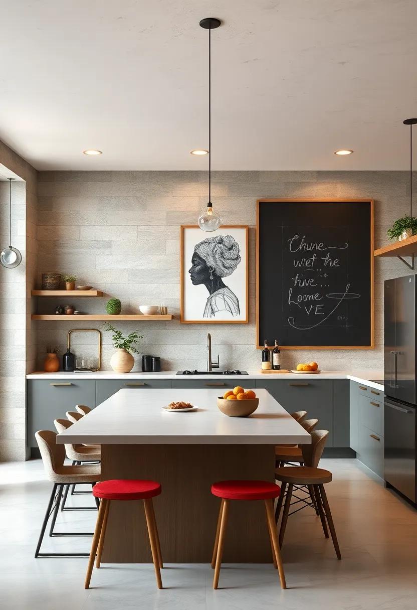 Create a feature Wall with ⁤art or ⁢a Chalkboard