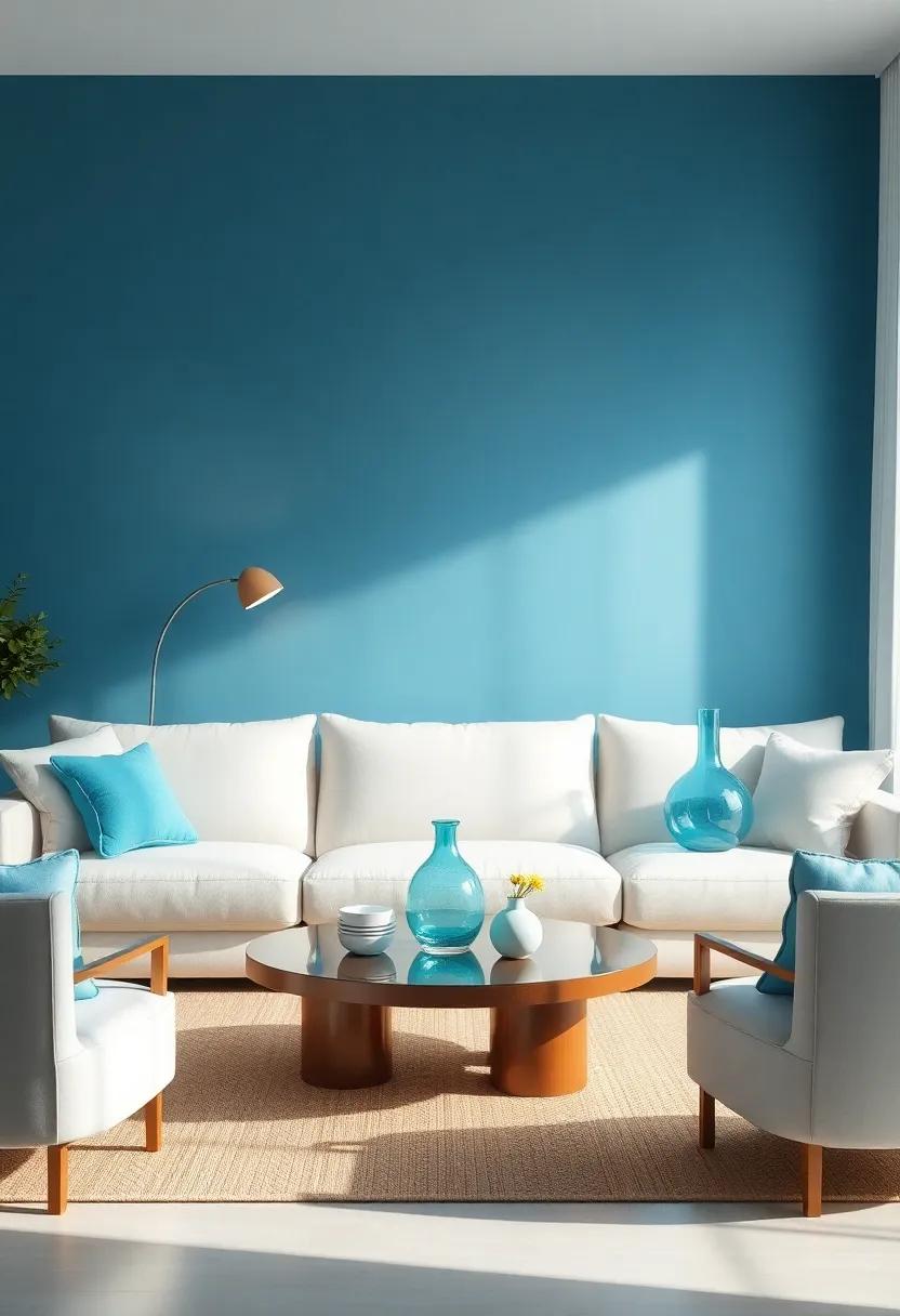 Aqua​ Glass‍ Lamps: Choose lamps with aqua-colored glass to cast a soft, oceanic glow that enhances the tranquility of your living room