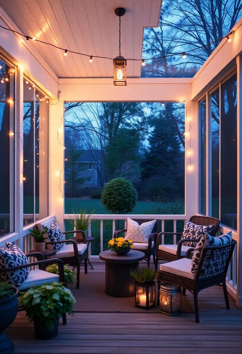 Ambient Lighting: Hang fairy lights or⁤ lanterns to cast a magical glow during evening hours