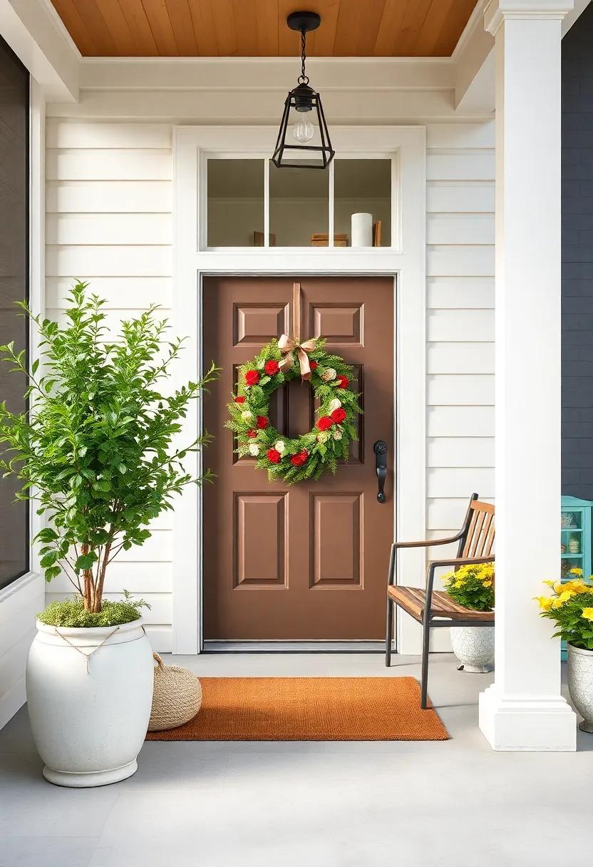 Seasonal Wreaths: ‍Update your porch's entry with seasonal wreaths that enhance its charm