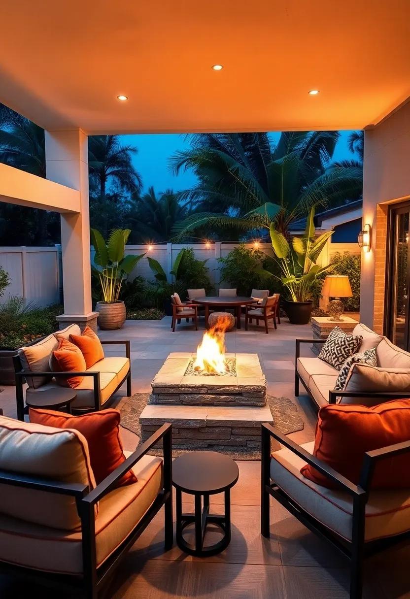 Design a cozy fire ⁤pit surrounded by stylish seating for those ​cool evenings under ‌the stars