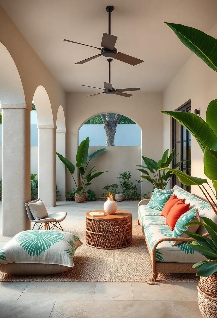 Incorporate outdoor cushions that mimic the ⁤look of tropical leaves for a cohesive theme
