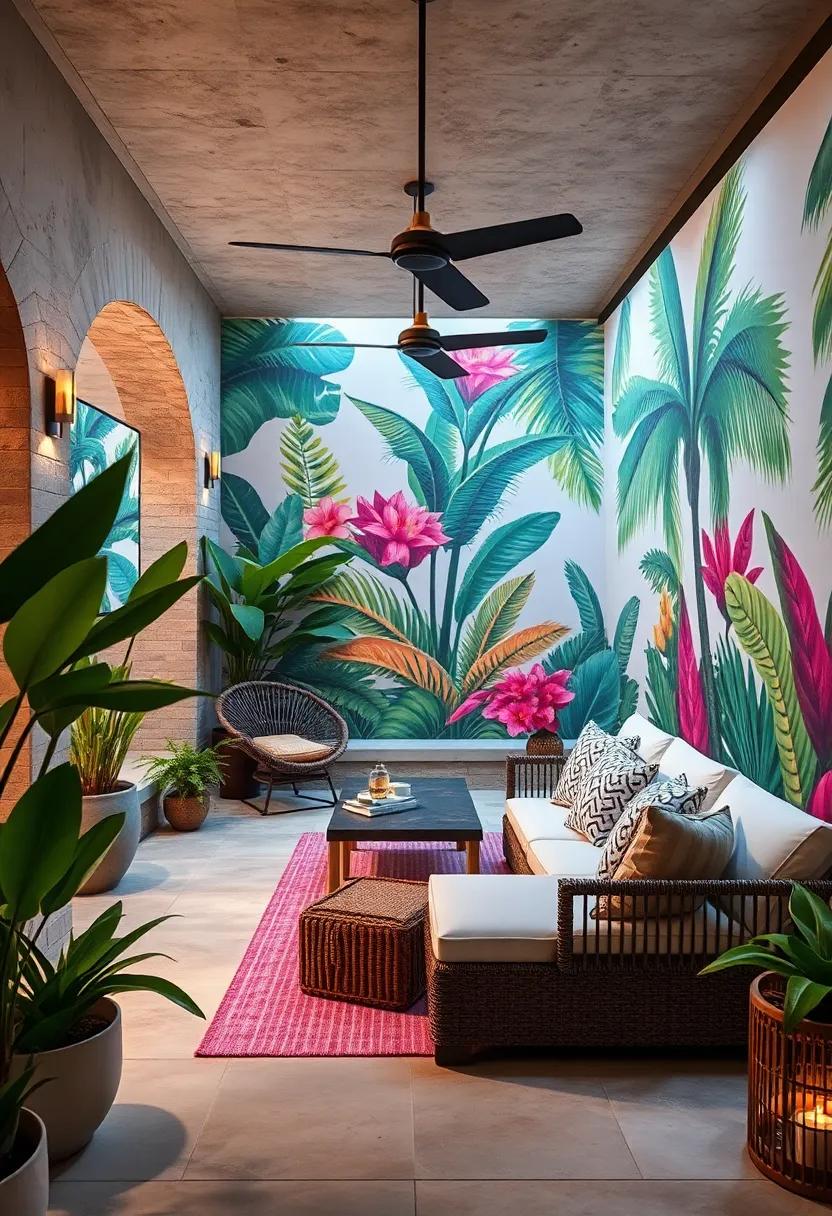 Incorporate ‍a tropical-themed‌ mural or wall art to provide a vibrant focal⁣ point