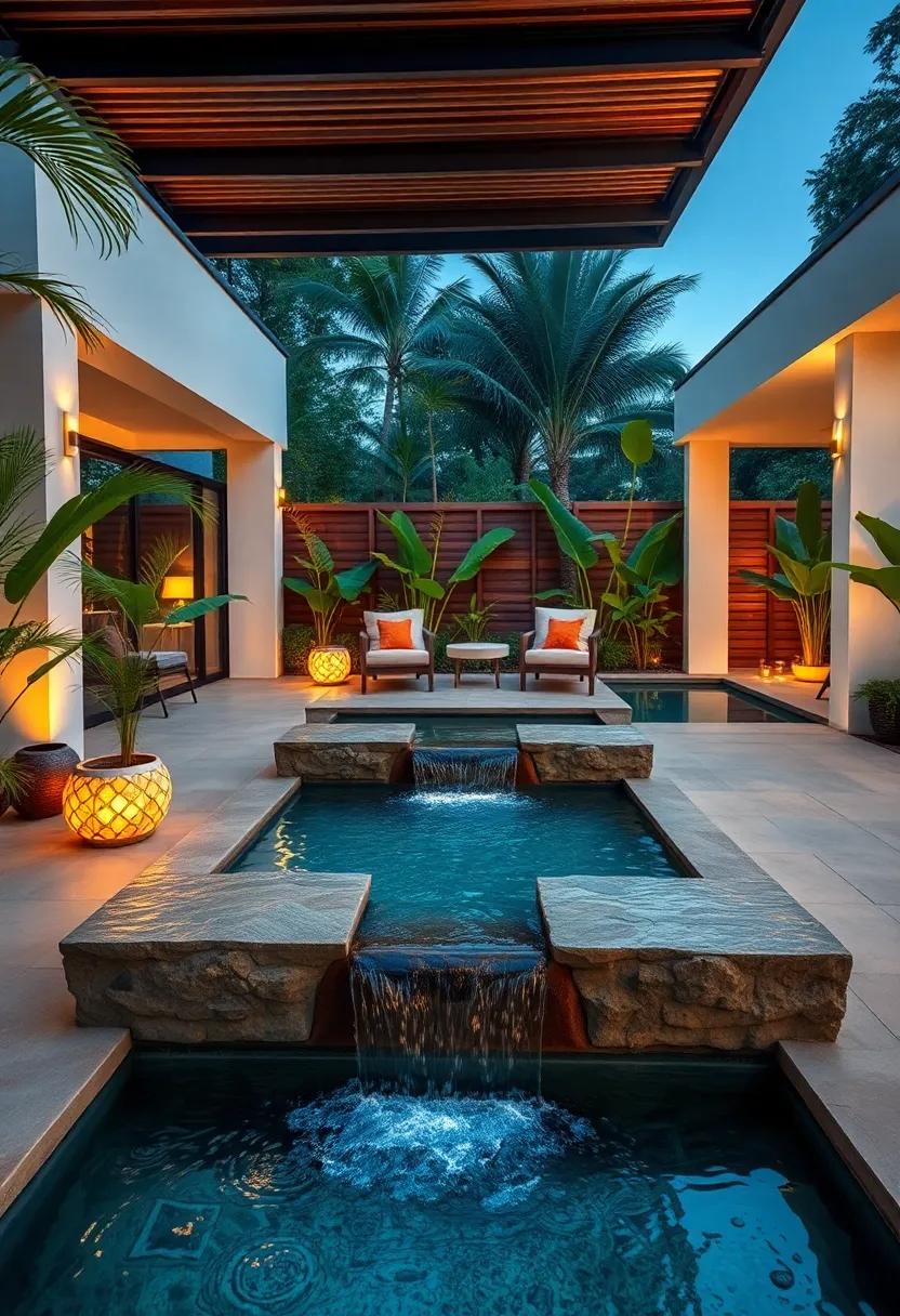 Install a⁢ cascading water feature that mimics the sounds of a serene tropical ​waterfall