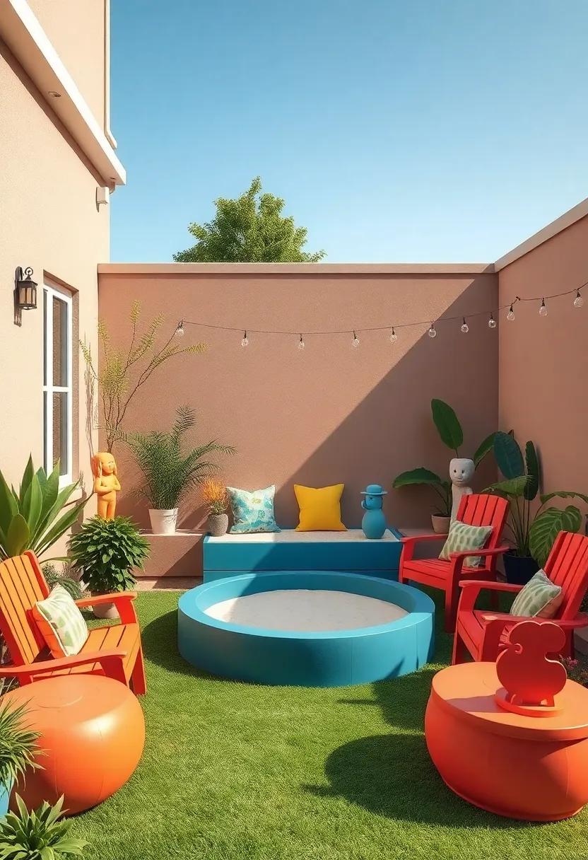 Cozy⁤ Corner Oasis: ⁣Transform ⁤a⁢ small ‍patio into a whimsical⁤ retreat with a built-in ⁣sandbox surrounded by‌ colorful seating ‌for adults ⁢and playful sculptures for kids