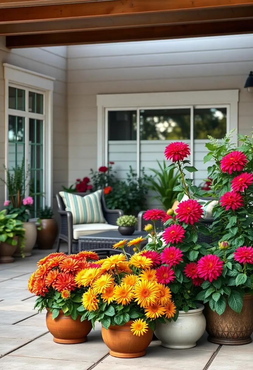 Chrysanthemum (Chrysanthemum ‍spp.) - Known‍ for their stunning ⁤forms and rich colors,mums are the perfect perennials to add a splash of fall color to your patio