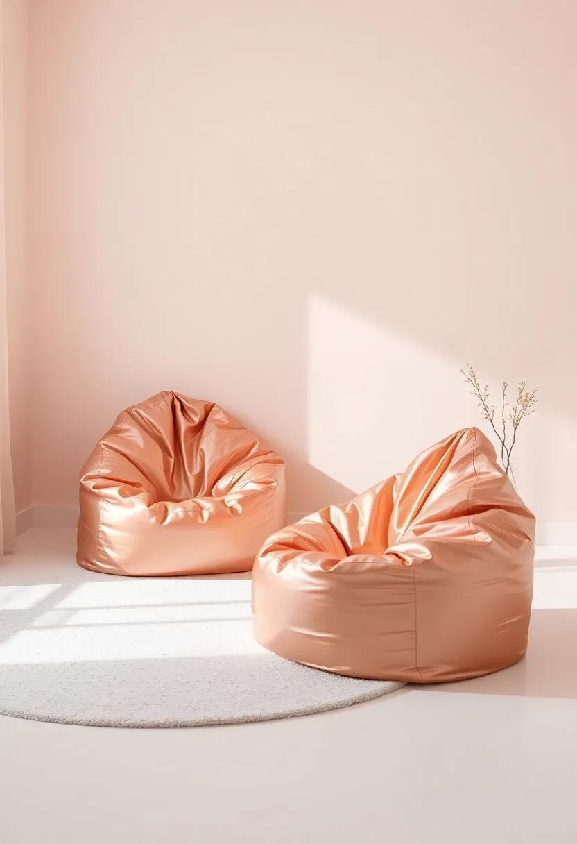 Playful Bean Bags: ⁤Add rose gold ⁤bean bags ⁢for a ⁢comfortable seating option that ⁣invites creativity and ⁤relaxation‌ in the nursery