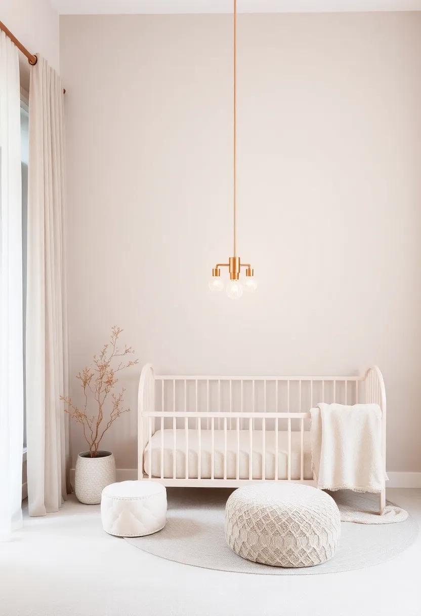 Dazzling Crib: Opt for a crib with rose gold detailing, making it the stunning centerpiece of the nursery