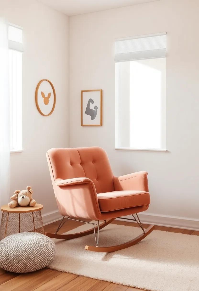 Stylish Rocking Chair: Incorporate a plush rocking chair with⁣ rose gold detailing for those soothing‍ bedtime moments