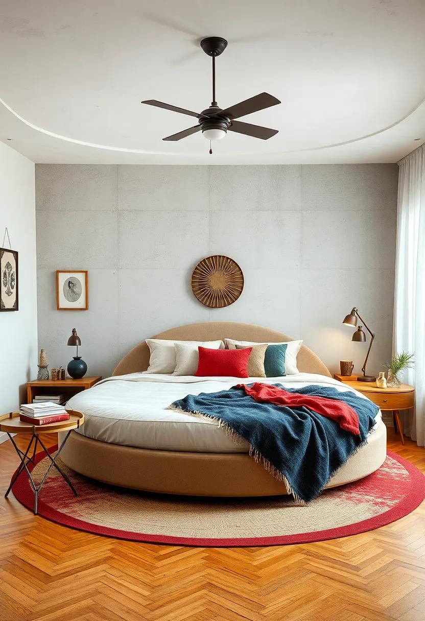 Vintage Charm: Infuse your bedroom with nostalgia​ through a‌ round‌ bed ⁣adorned with ⁢vintage ⁢fabrics and retro decorations, creating a warm and inviting atmosphere reminiscent of simpler times