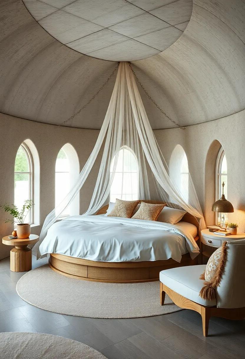 Ethereal Elegance: Use a round bed with delicate​ lace canopies and soft silk beddings to inspire an ethereal, fairy-tale ambiance that​ transports⁤ you to a dreamlike state