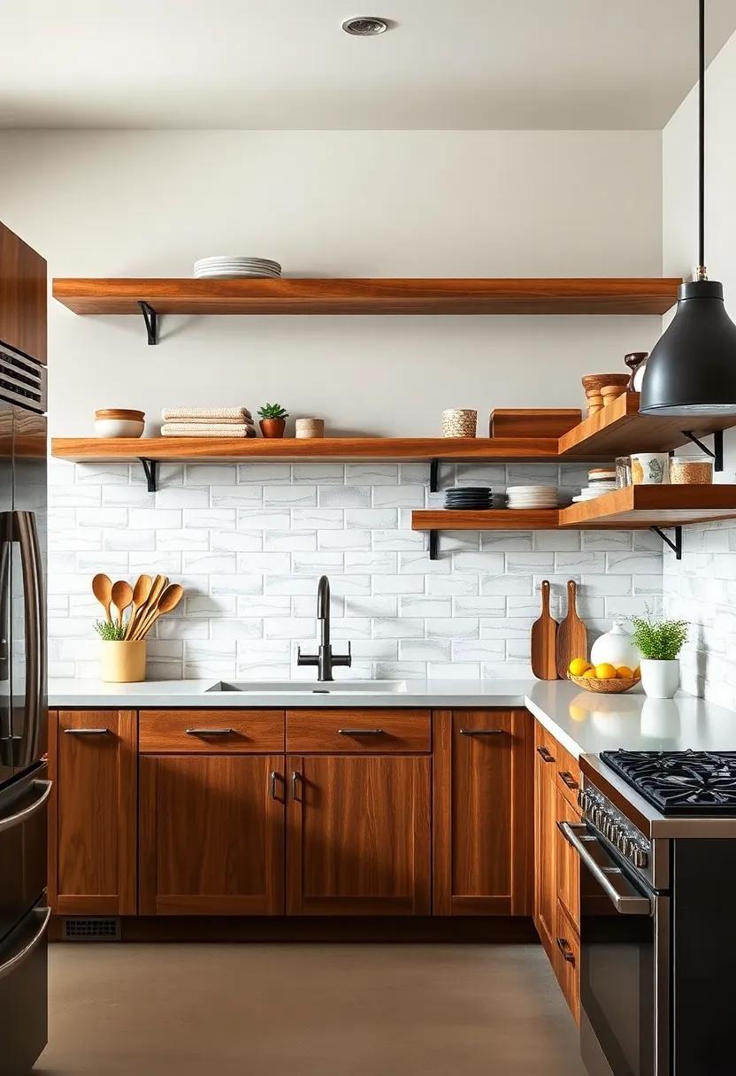 Butcher Block Beauty: ⁤Use‌ butcher ‍block-style floating shelves to maintain a cohesive theme, combining functionality⁣ with rustic style for food prep ​and storage
