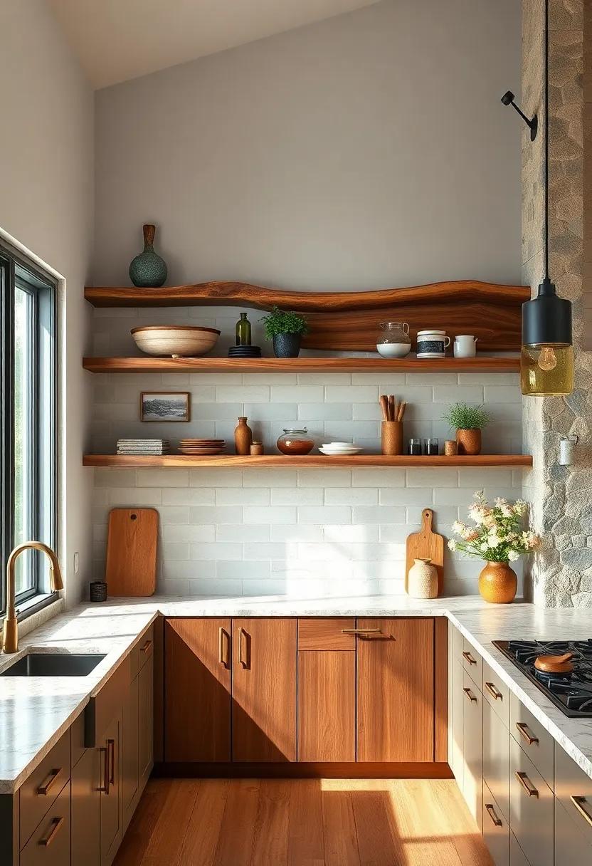Live Edge ‌Elegance: Celebrate ​nature with​ live ⁤edge floating shelves that showcase the raw beauty of wood, creating a stunning focal point in your rustic kitchen