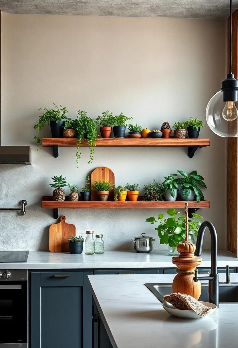 natural Elements: Incorporate floating shelves with integrated planters, allowing you to add fresh‍ herbs and succulents right into your cooking space