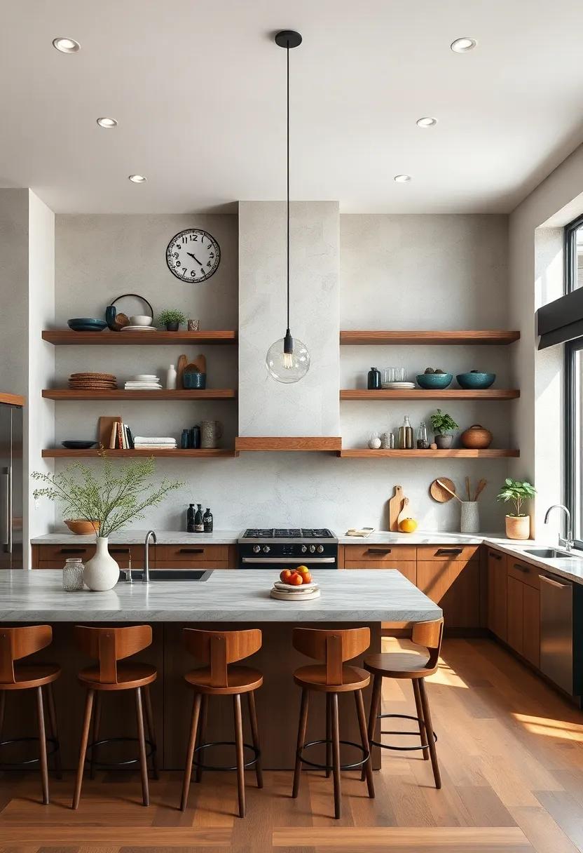 Open and Airy: Design ‍an open concept rustic‌ kitchen with large floating shelves that lend an airy atmosphere while maintaining optimal‌ storage solutions