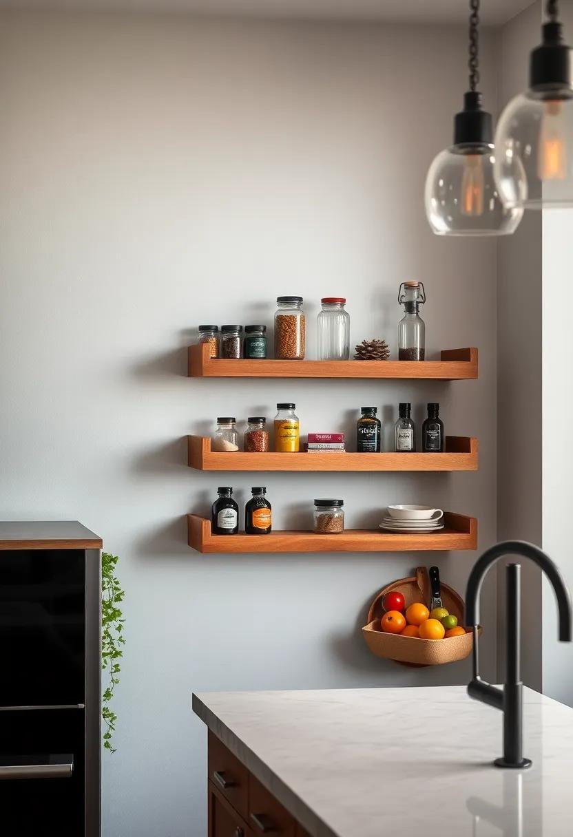 Serving Tray Shelf: Use repurposed serving trays as rustic floating shelves to provide ‍unique displays for spices and small ⁤kitchen gadgets