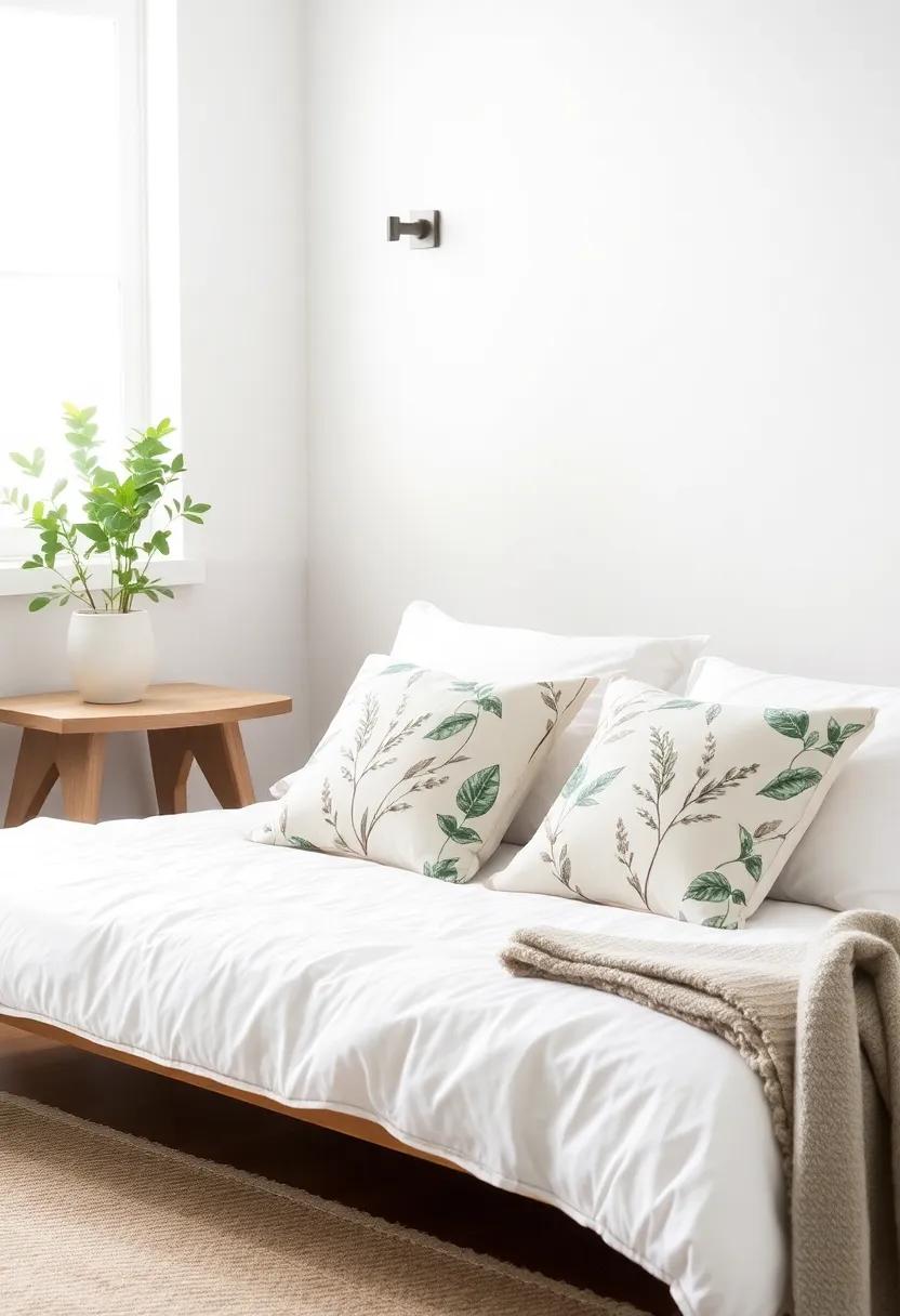 Nature-inspired​ Designs: Select throw ⁢pillows with ⁤botanical prints to bring a slice of the outdoors into​ your ‌serene bedroom sanctuary