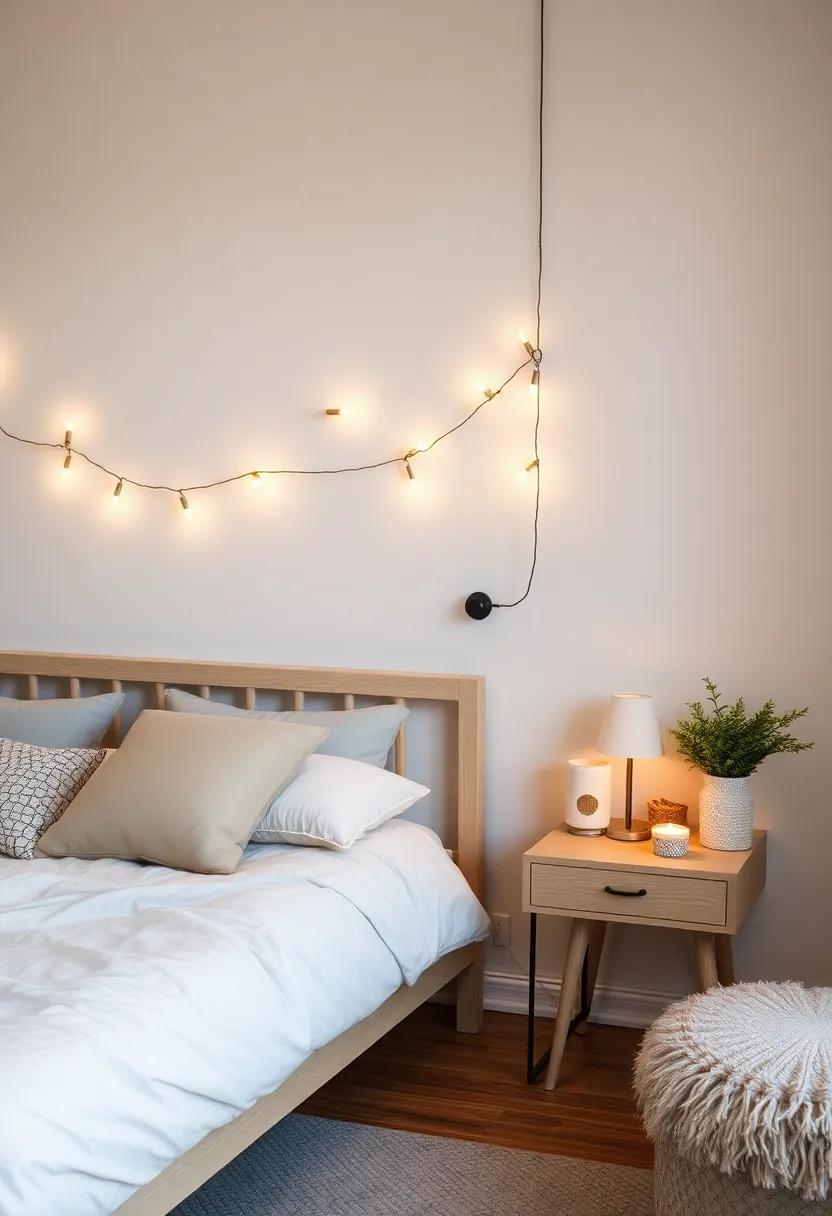 Ambient Lighting: utilize soft, warm-toned lighting with table lamps and fairy lights to create a calming and whimsical atmosphere