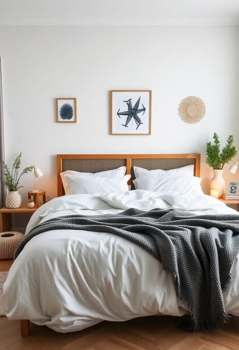 Personalized Touches: Finish off your Scandinavian bedroom with small,, meaningful decorations that reflect your personality and remind you of home