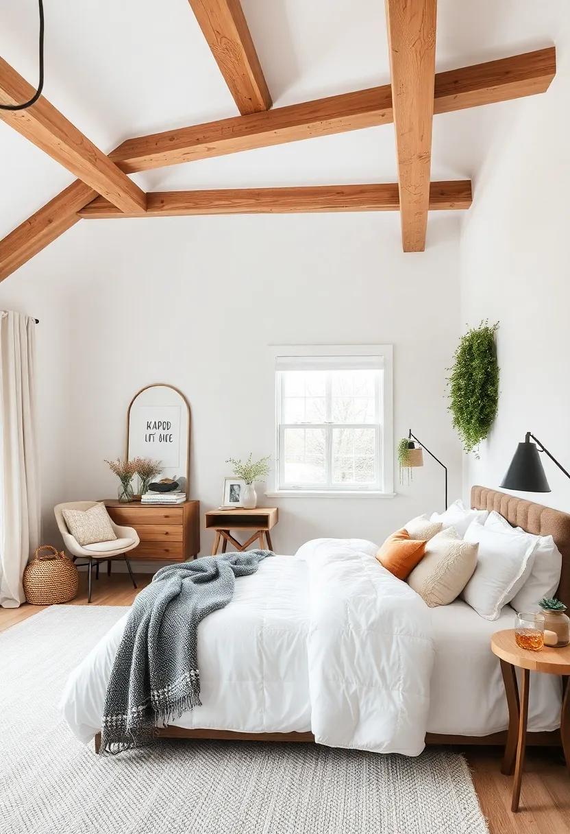 Rustic Wooden Beams: If possible, expose wooden beams to bring a rustic, cabin-like feel to your Scandinavian retreat