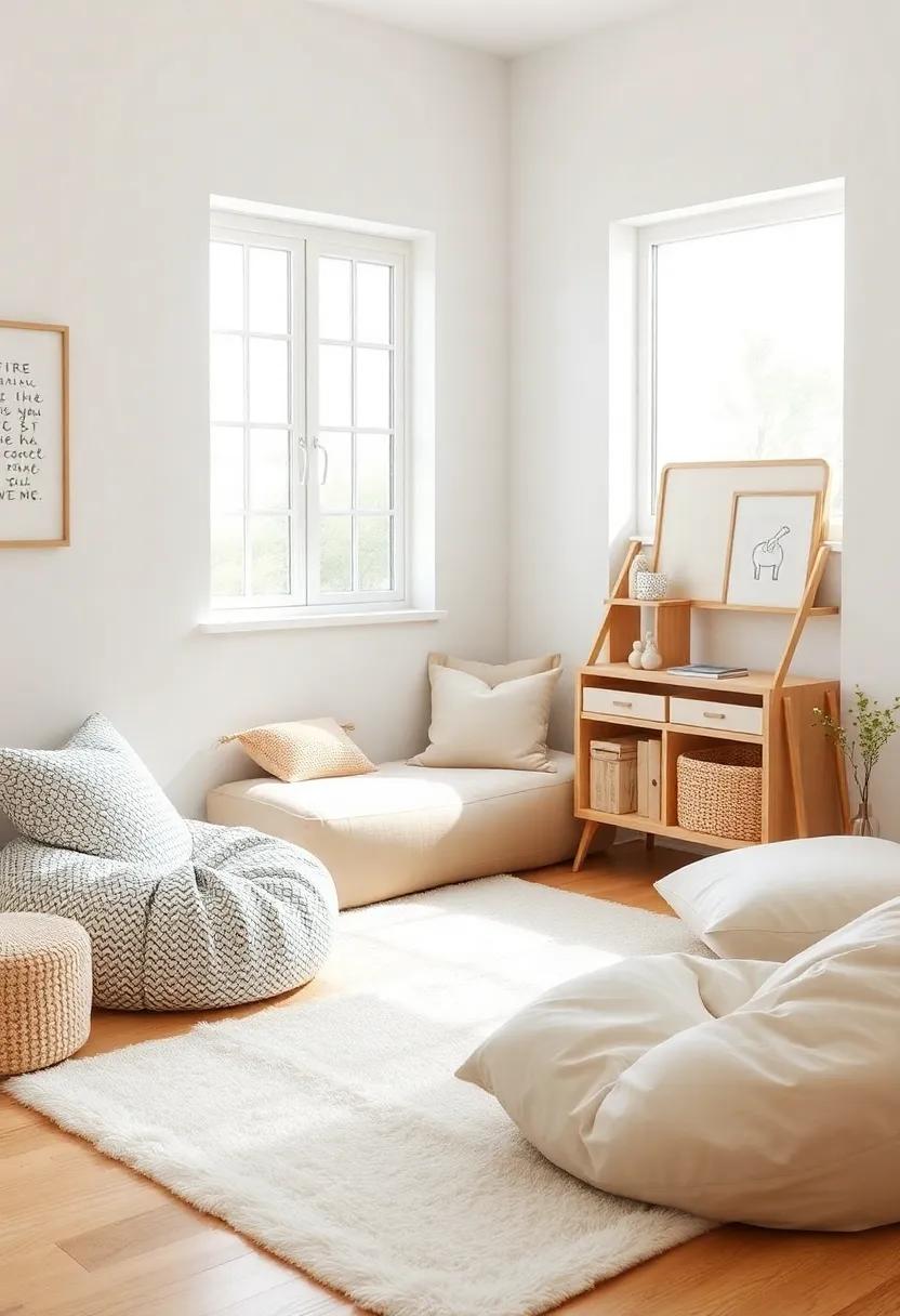 Soft-Corner Arrangements:​ Create cozy corners with oversized ‌cushions or ‍bean bags where little ones ⁢can relax or read