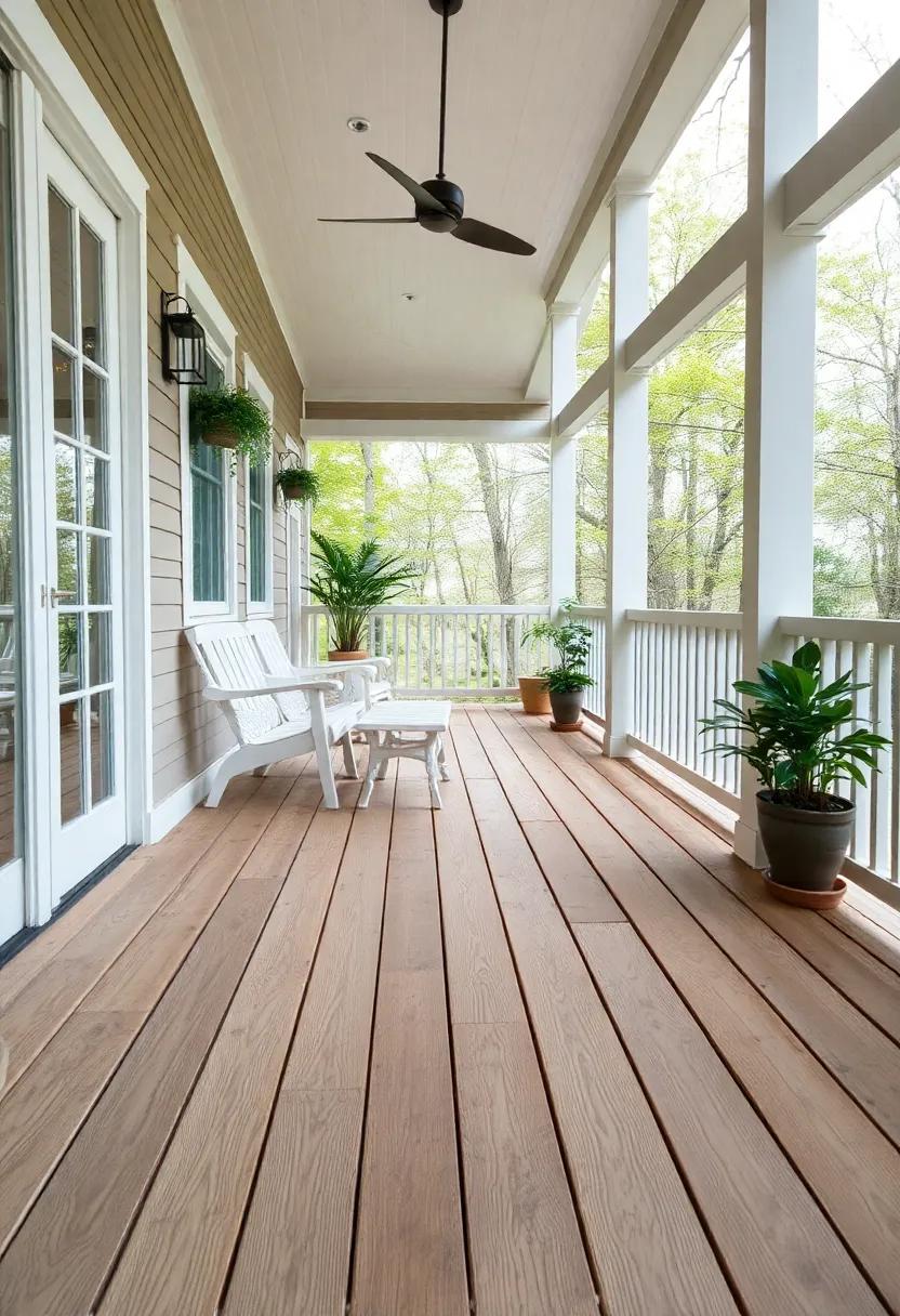 Whitewashed Oak: A light, whitewashed ‍oak flooring brings brightness and airiness to your porch, ‍enhancing the overall ‌sense⁤ of ⁤space and‍ tranquility