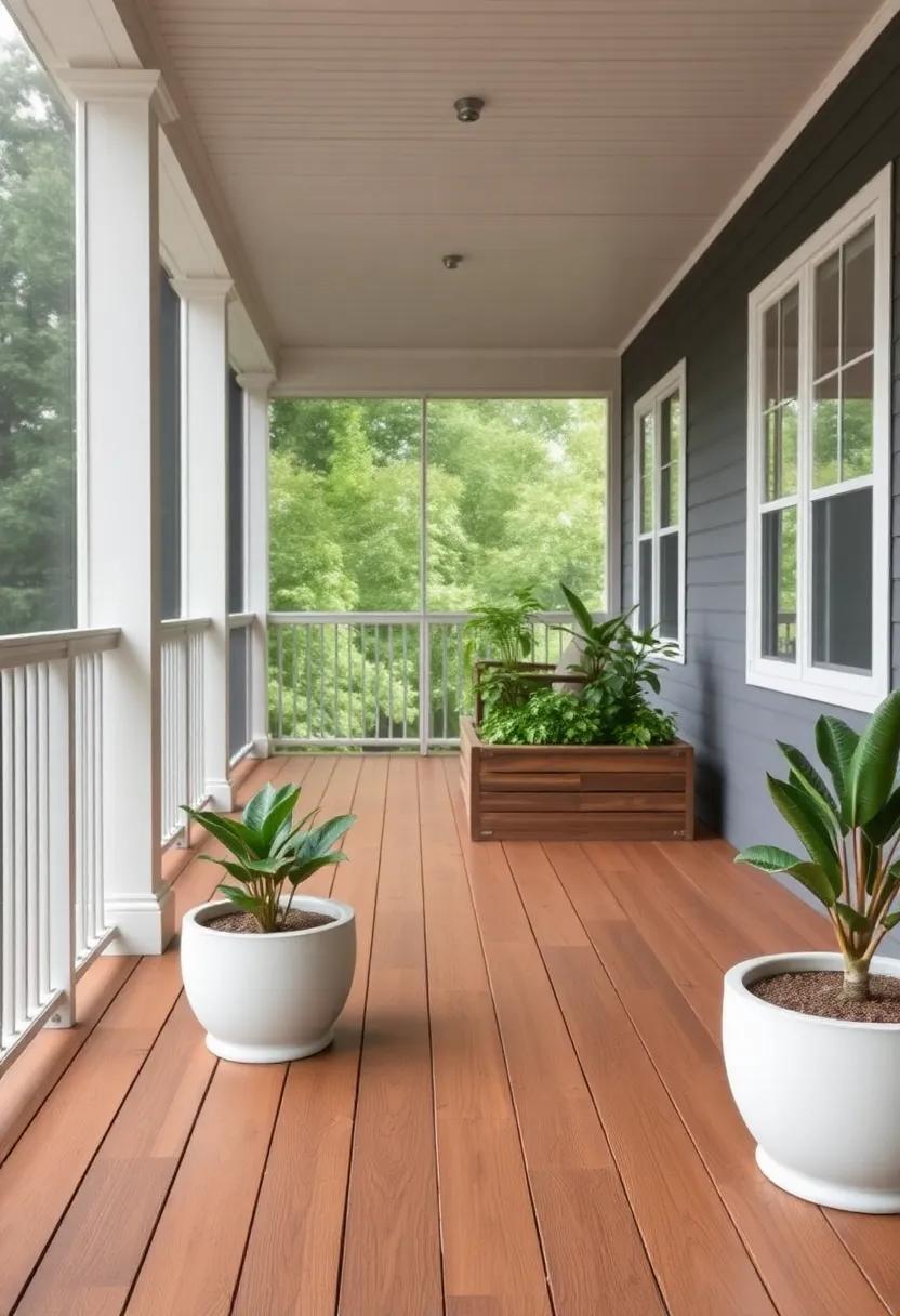 built-in​ Planter Flooring: Integrate built-in planters into your wooden ⁢flooring design, allowing nature to enhance the beauty of your porch naturally