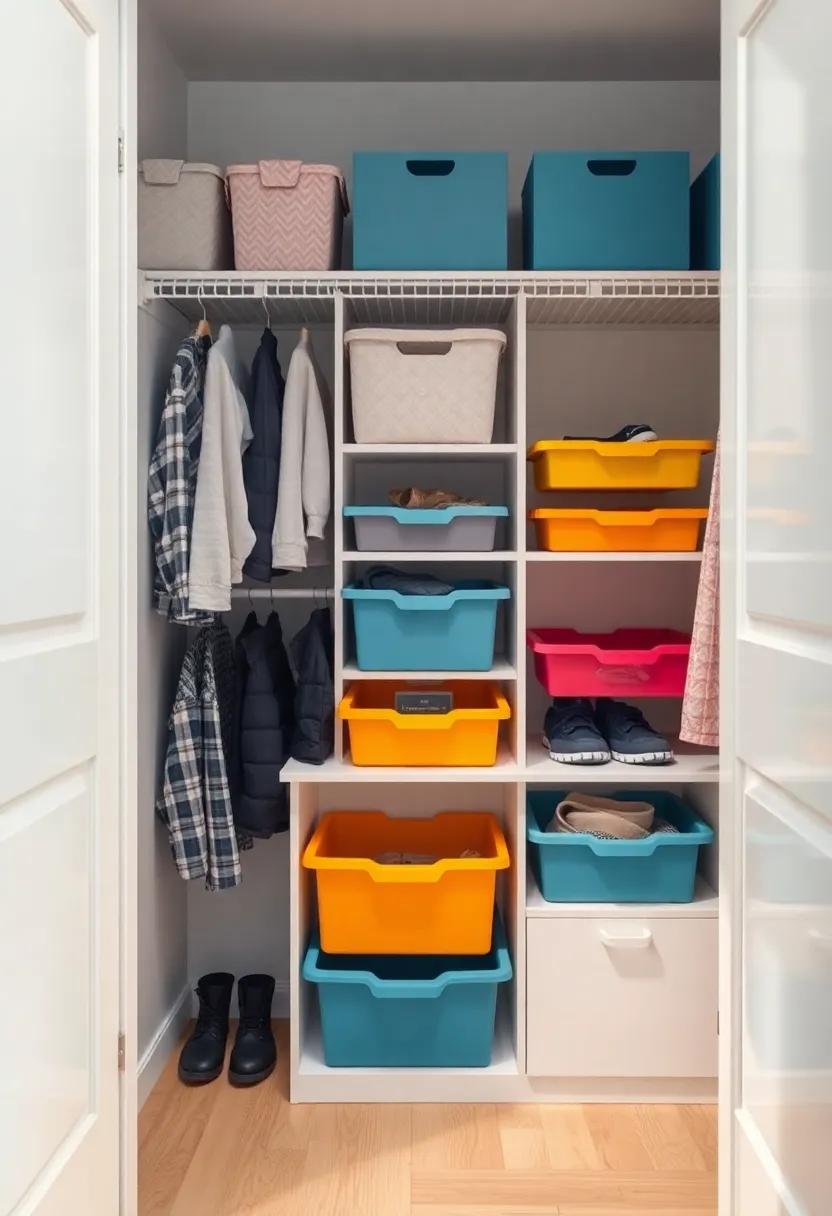 Design ⁤a kid’s closet with colorful bins at their level,encouraging independence while making organization a fun activity for them