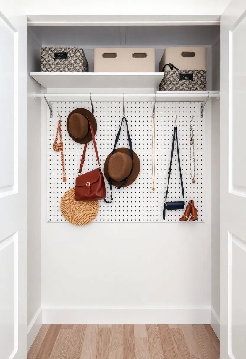 Incorporate ‌a pegboard for customizable organization, perfect⁢ for displaying bags, hats, or⁣ even jewelry in an artistic way