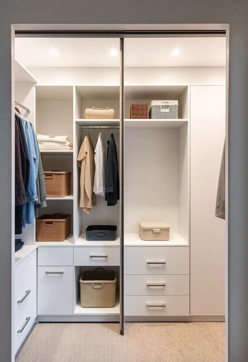 opt for sliding doors‌ with built-in mirrors to save space while adding a functional yet fashionable addition to your closet