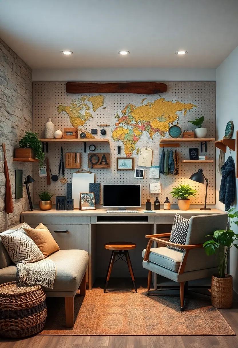 Organized Chaos: Celebrate creativity ⁣in⁣ a small office where‍ an eclectic ​pegboard displays a mixture of supplies and artistic endeavors, inspiring spontaneity