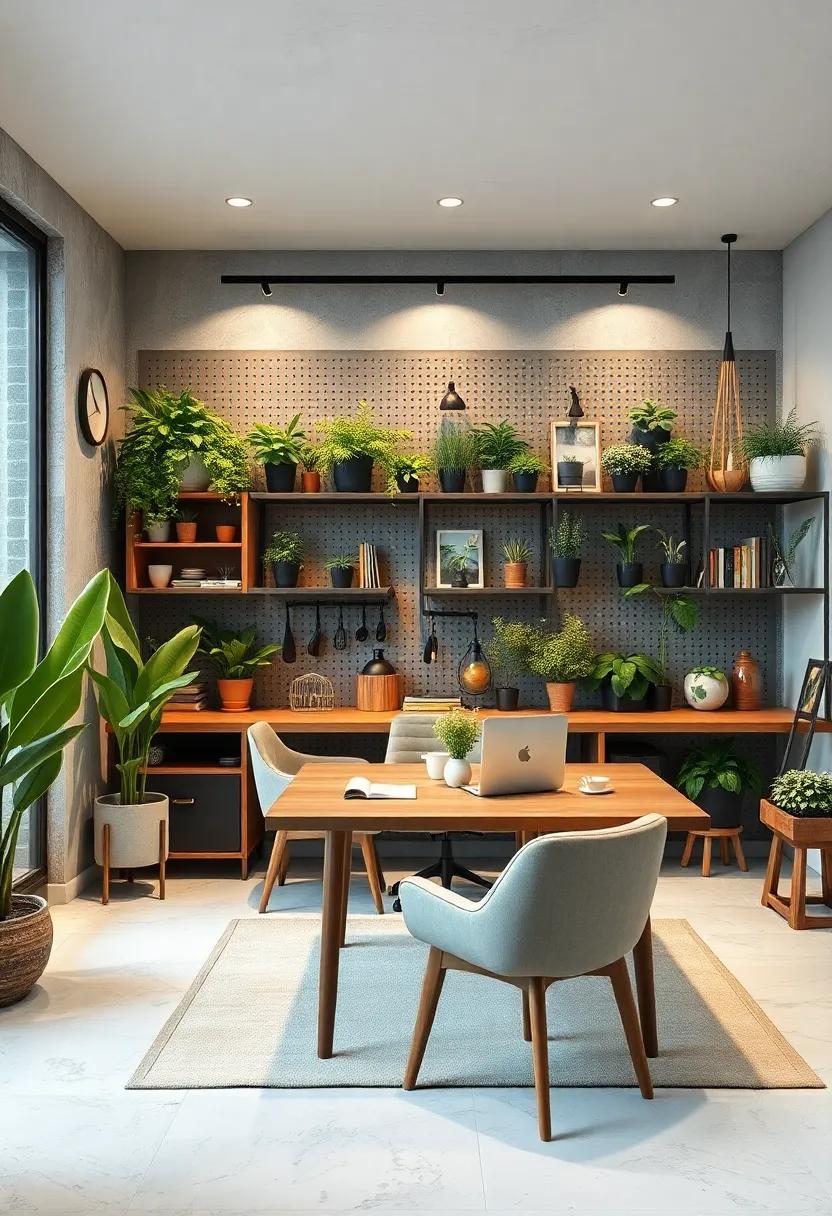 Colorful⁤ Creativity: Explore a vibrant home office with a rainbow of⁢ craft supplies neatly‍ organized on a bright⁢ pegboard,⁤ making it the perfect nook ‌for artists and⁣ makers