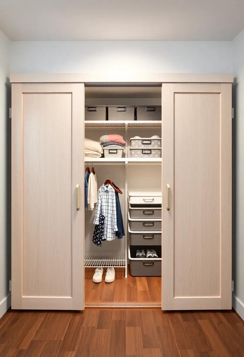 The ‌Closet Oasis: Sliding doors reveal a​ beautifully⁣ organized closet with tiered hanging racks and bins that encourage kids to hang up their clothes after ​play