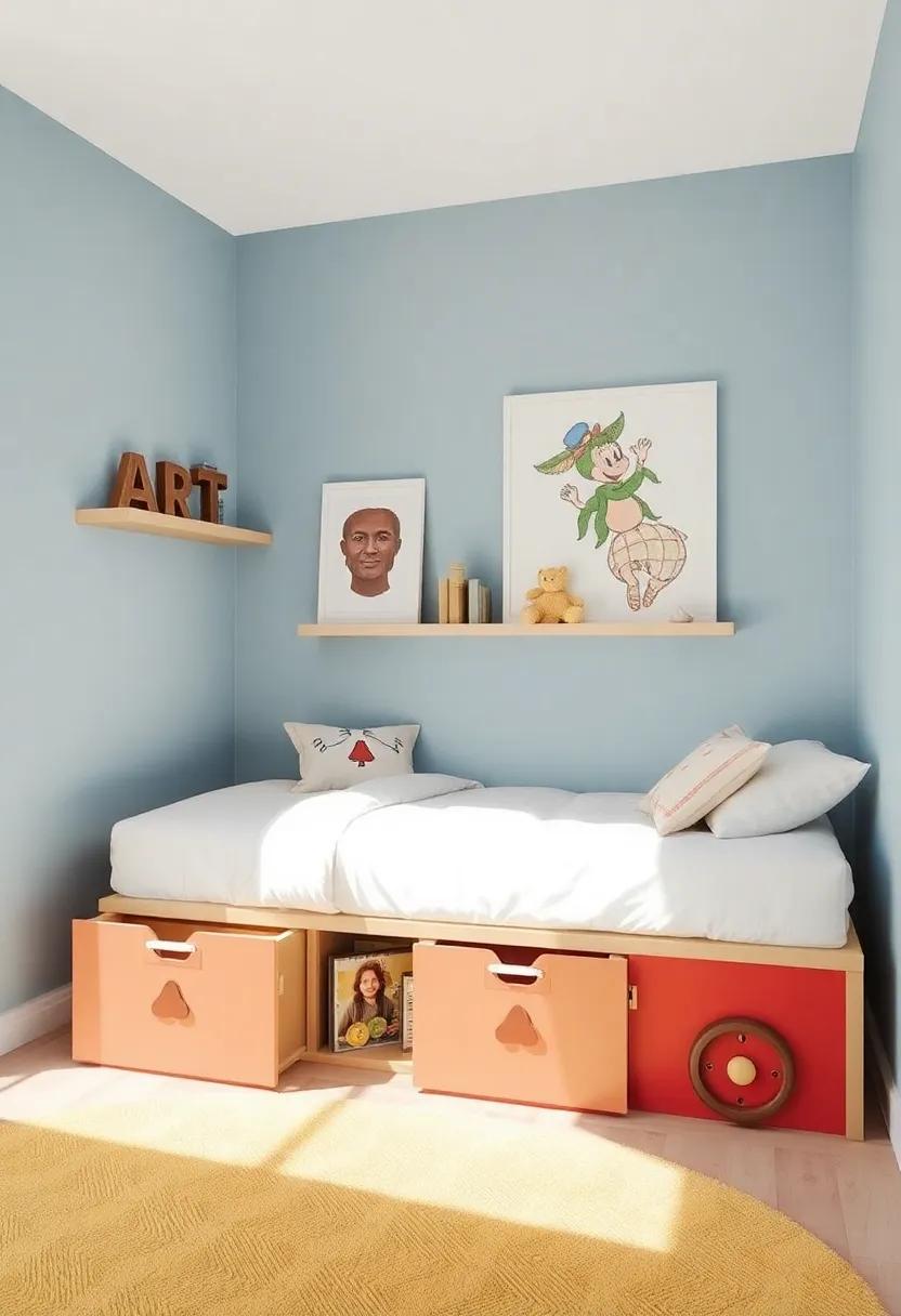 The Choo-choo Train Storage: A⁢ playful bed with train-themed boxes beneath ​that serve as ⁣both ​sleeping ⁢quarters ⁣and an imaginative way for kids to⁢ store their toys