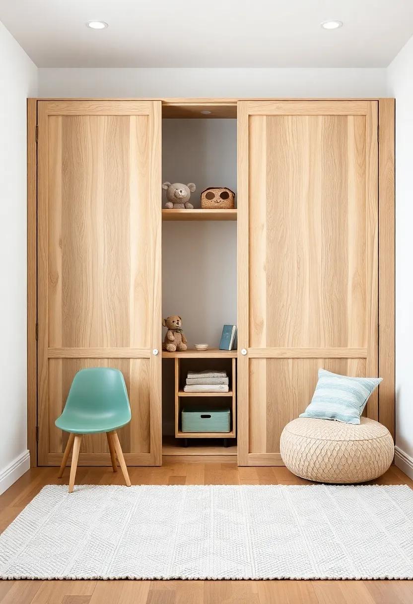 The Sliding Panel solutions: beautiful wooden panels that slide aside to reveal hidden storage for ​clothes or toys,maintaining a clean and organized‌ look
