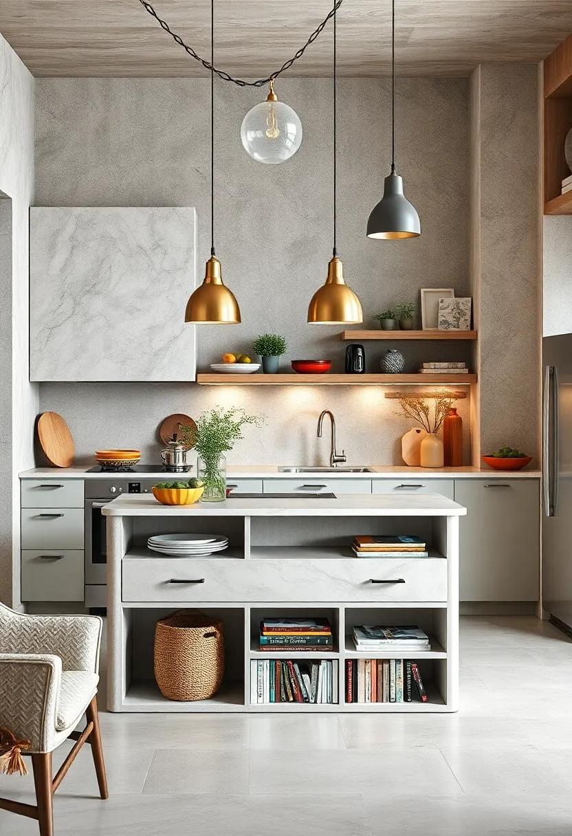 A cleverly designed island in this small kitchen boasts​ customizable ⁤shelving, allowing ‌for an organized ⁣yet ⁢stylish display of cookbooks and decor