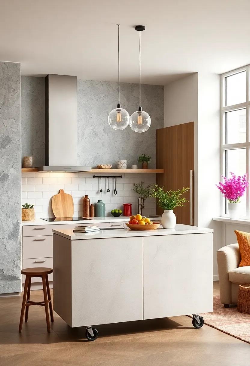 Featuring ⁢a moveable island⁤ on wheels, this small ⁢kitchen offers ⁢unmatched‌ flexibility, allowing for easy‌ reconfiguration⁣ based on your needs