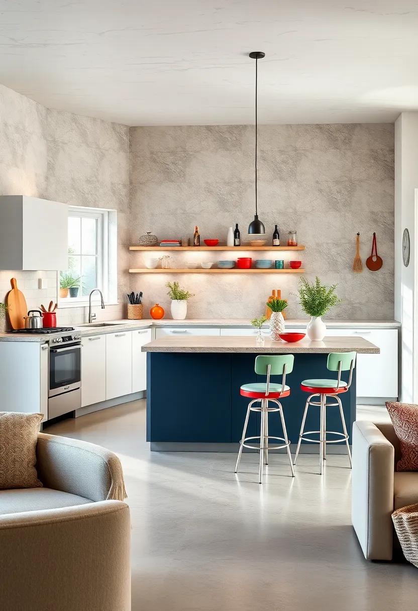 A retro-inspired island showcases⁢ classic diner-style elements, adding⁢ a fun and nostalgic vibe to⁢ this compact ⁢cooking haven