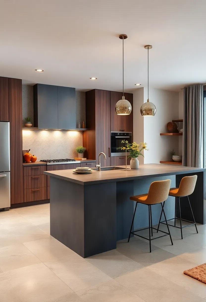 A sleek, monochromatic island anchors this ⁢modern kitchen, providing⁢ a seamless⁣ flow between cooking, dining, and socializing areas