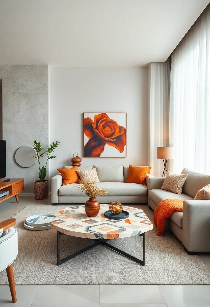 Playful⁢ Patterns: Use a⁤ coffee table with a fun,patterned⁢ surface that adds visual interest‍ while⁤ keeping the‍ overall design streamlined