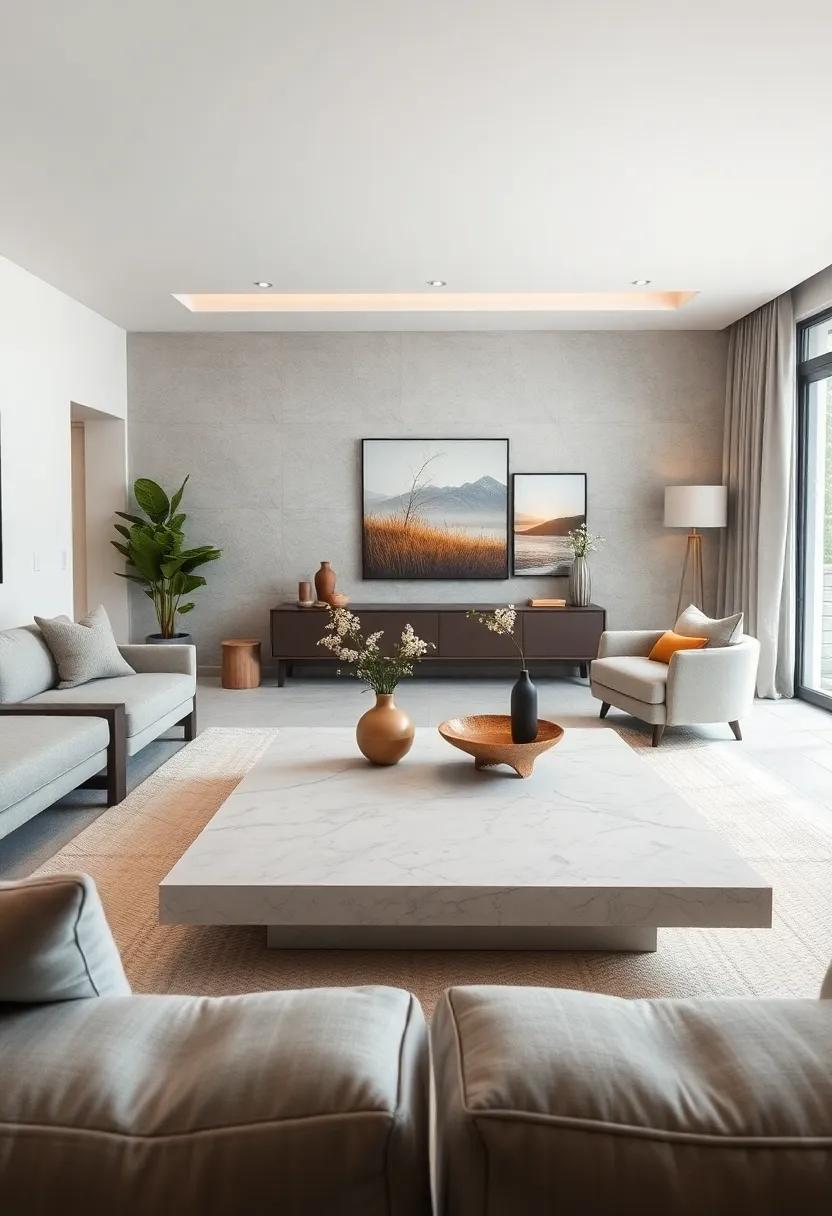 Striking​ Centerpiece: Use a ​large, bold coffee table as‍ a centerpiece that commands attention‌ without compromising the space’s minimalist ⁤ethos